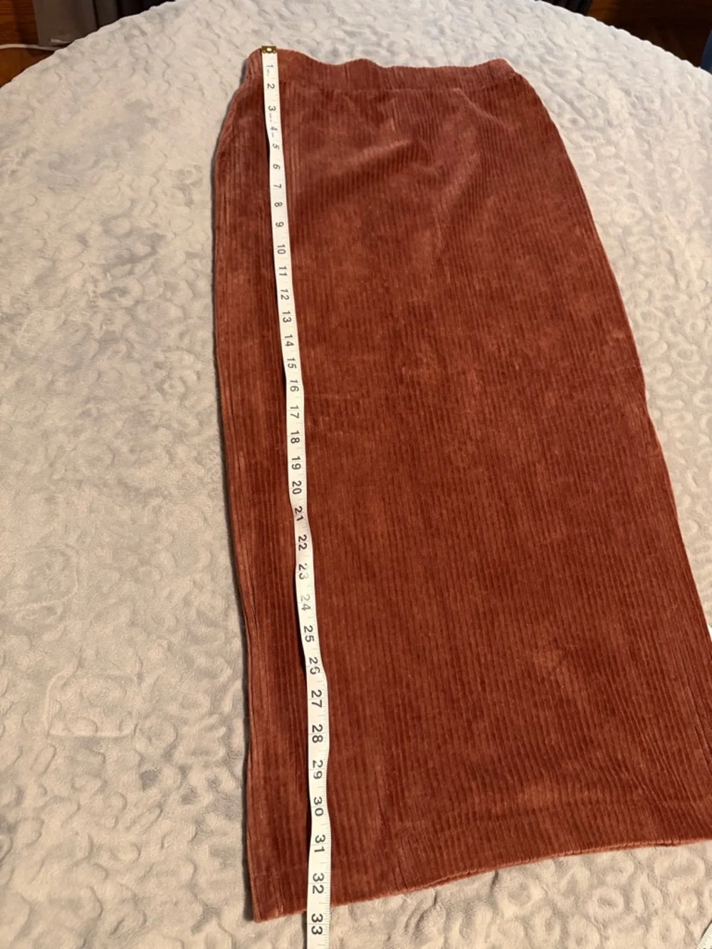 Free People Ribbed Pencil Skirt in Rust